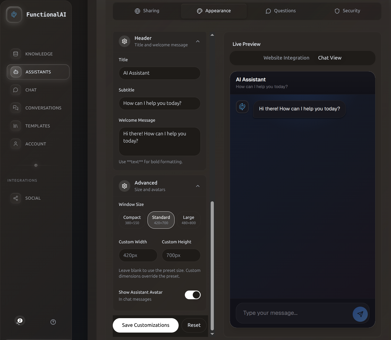 Advanced widget layout options