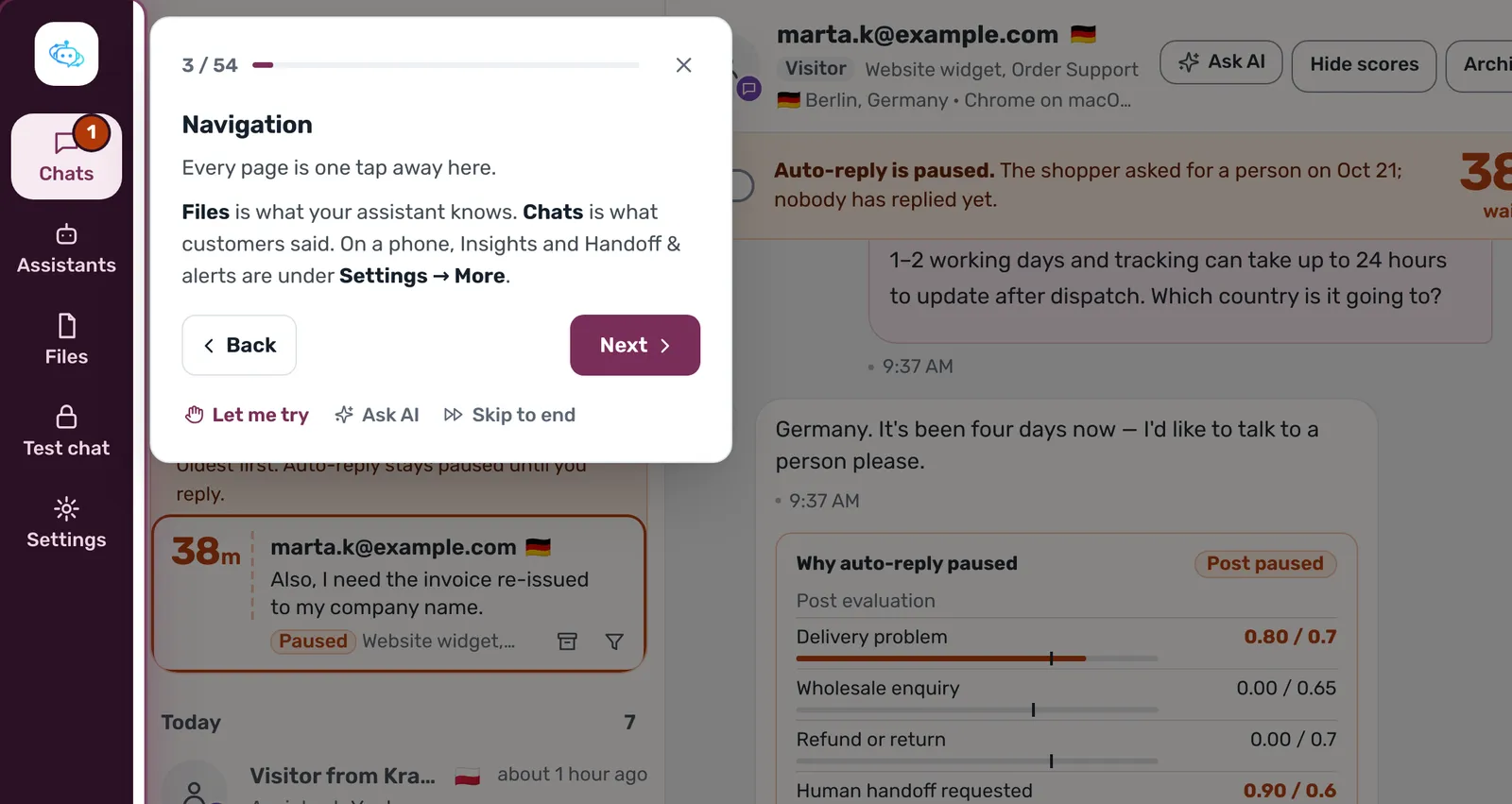 The guided tour spotlighting the navigation sidebar