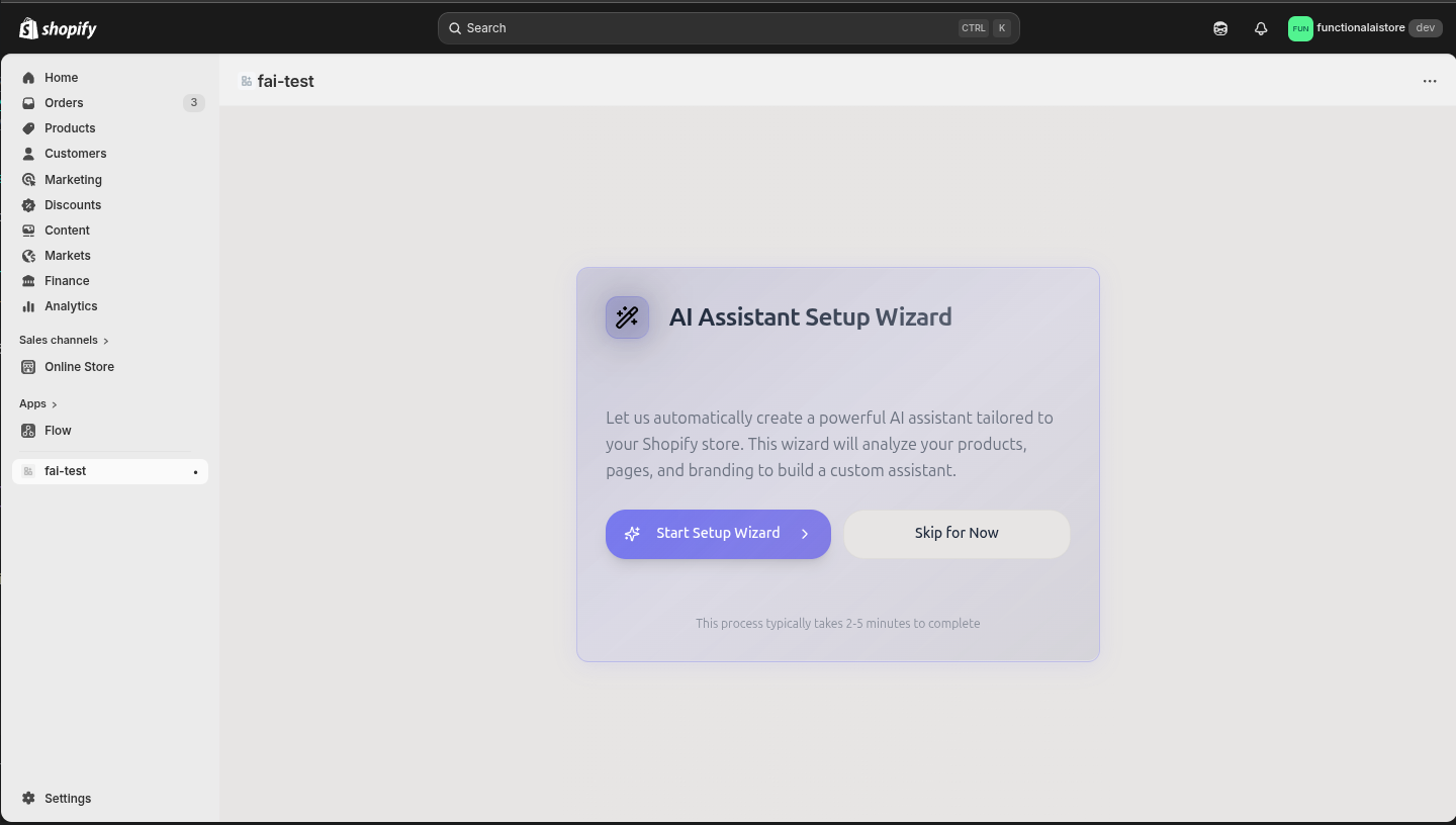 AI Assistant Setup Wizard offering one-click automated setup